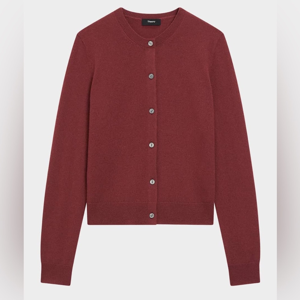 Theory Cashmere Cardigan in Oxblood